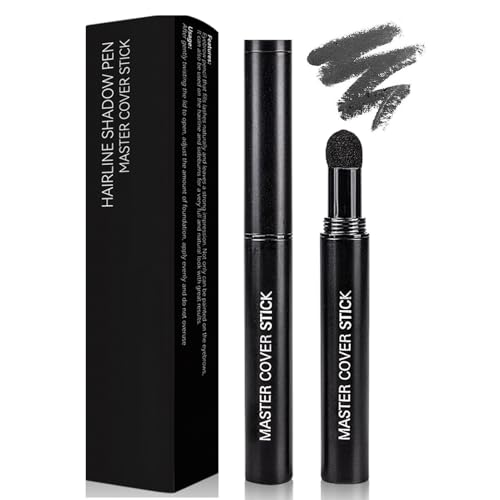 Root Touch-Up Stick - Black Hairline Powder - Grey Hair Cover Up - Semi-Permanent Hair Dye Temporary Brush - Waterproof Long Lasting Grey Hair Coverage Beard