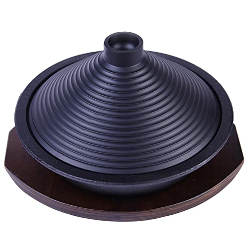 Hand Made Tagine Pot, Moroccan Tajine Ceramic Pots Cookware with Cone-Shaped Closed Lid And Wooden Board for Cooking And Stew Casserole Slow Cooker(28cm)