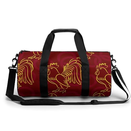 Sac de voyage coq rouge et doré idéal pour vos escapades week-end