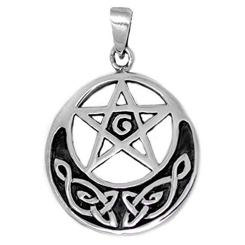 925 Solid Sterling Silver Wicca Neo Pagan Pentacle Pentagram Celtic Knot Pendant Cover