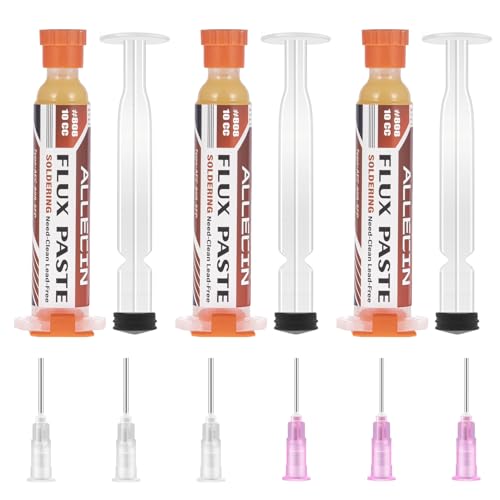 Solder Flux 808 10CC 10mL Need to clean Tin Soldering Fluxes Paste Liquid Syringe for Electronics 10 Milliliters with Needle Dispensing Tool (Pack of 3Pcs)