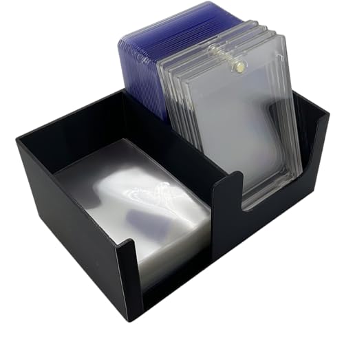 XJPONGC Card Care Lite - Toploader Dispenser Stackable Card Storage Box - Penny Sleeve Holder (Black)