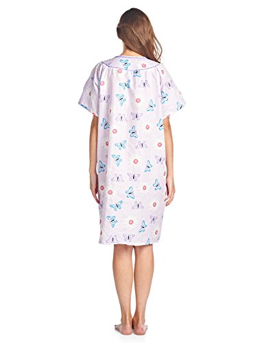 Image of Casual Nights Women's Snap - Front House Dress Short Sleeve Woven Housecoat Duster Lounger Robe with Pockets