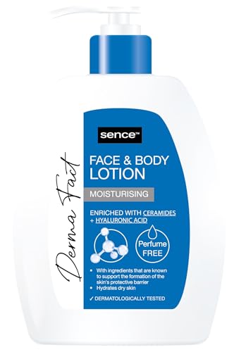 Bodylotion Fragrance Free, Vegan Beauty Skincare, Sence Derma Fact Gesichts- und Körperlotion, Damen dermatologisch getestet, Body Lotion für trockene bis sehr trockene Haut, 0% Parfüm (1 x 250ml)
