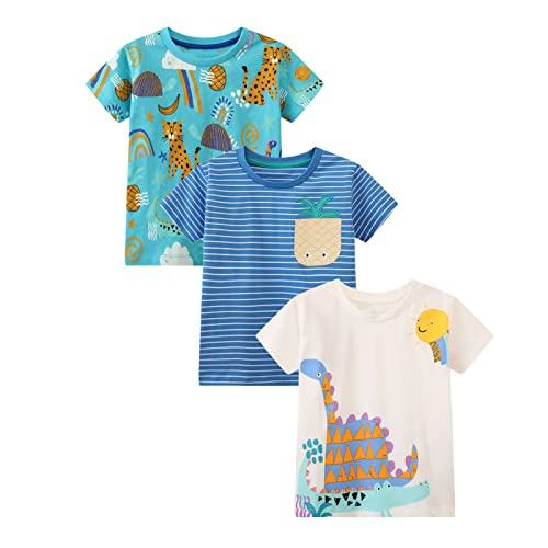 Image of Toddler Boys' Short Sleeve Tees Cotton Casual Graphic Crewneck Summer Top Clothes T-Shirts