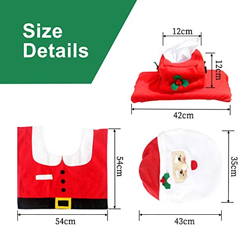 INCREWAY 3 Stücke Weihnachts Toiletten Dekorations, Flannel Santa Toiletten Badematten Set Dekorations – Bild 3