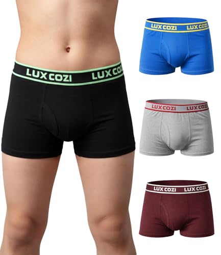 Image of Lux Cozi Boys Cotton Solid Trunks Pack of 4 | Soft Comfortable Breathable Innerwear for Boys | Regular Fit Everyday Wear Underwear | Color May Vary