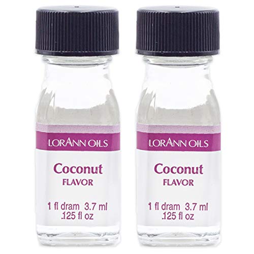 LorAnn Oils Super Strength Flavoring - Used For Candy Making, Flavoring, Baking, Hard Candy, & Flavor Oils - Bold, Natural Flavors 4X Stronger Than Extracts - Coconut, Pack of 2, 0.125 fl oz