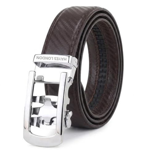 Image of HAYES LONDON Leather Ratchet Belt for Men | Adjustable No-Holes | Customizable Fit, Stylish & Effortless Buckle | Formal & Casual Wear Belts