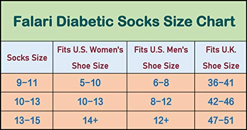 Falari Diabetic Socks Men Unisex Size 10-13 Black 63-2040-12Pairs #TOP1