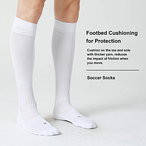 CelerSport 2 Pack Soccer Socks for Youth Kids Adult Over-The-Calf Socks with Cushion, White (2 Pack), X-Large by CS CELERSPORT - Image 2