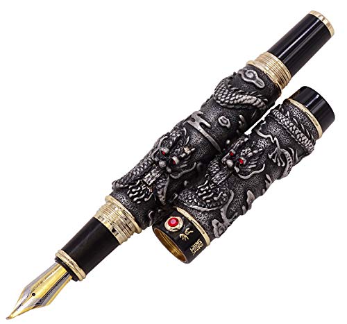 Stylo plume à pointe courbée pour dessin et écriture de bureau dragon gris