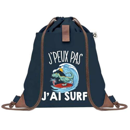 Sac de sport bleu avec cordelettes tyrannosaure pour la gym