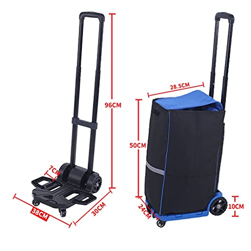 Carrito de Compras Portátil Plegable con Ruedas Azul miniatura 2