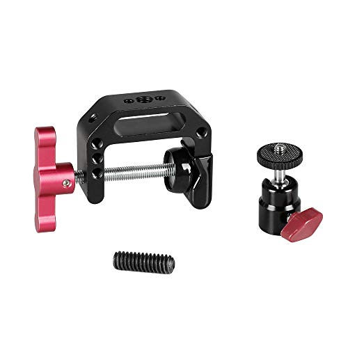 Image of CAMVATE C Clamp Articulated 1 /4 inch-20 Mini Ball Head Support Holder (Red Locking Knob) - 2172