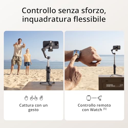Osmo Mobile 7P Stabilizzatore per iPhone, Android, Tracciamento nativo, Illuminazione, Stabilizzatore 3 assi per smartphone, Avvio rapido, Manico telescopico e treppiede integrati - Gadget - Immagine 5