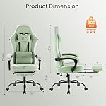 DUMOS Gaming Chair with Linkage Armrests, Video Game Chairs with Pocket Spring Cushion, Ergonomic Computer Silla Gamer Office Desk Chair with Footrest for Adults & Students, Green - Image 2