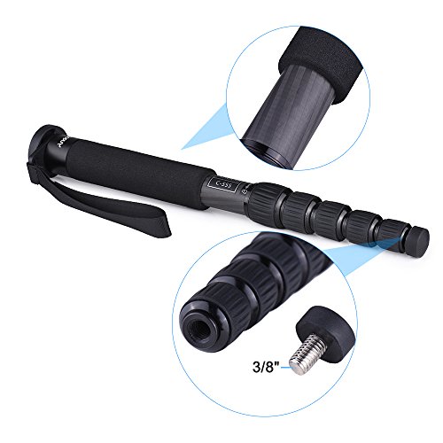 Andoer C-555 155cm / 5.1ft Cam¨¦ra Monopod Unipod en Fibre de Carbone Stick 6-Section avec Sac de Transport Max. Chargez 10kg / 22Lbs pour Nikon for Canon Sony A7 Pentax Cam¨¦Scope Video Studio - Image 6