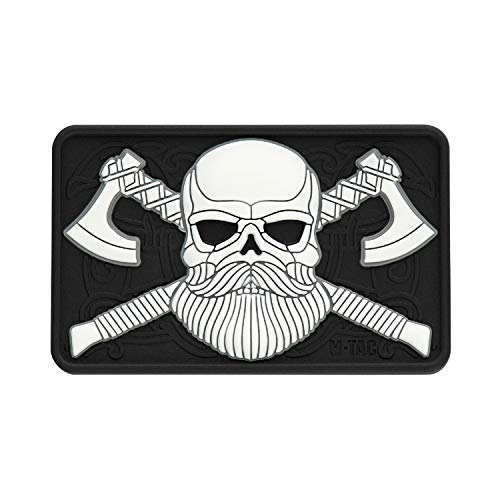 M-Tac Taktischer Bart-Totenkopf-Aufnäher - Morale Patch für Militärausrüstung, Armee-Patches für Kleidung, Jacken, Rucksäcke, Hüte Patch mit Hakenverschlüssen (schwarz/weiß) Cover