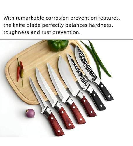 Image of Wizbiz 6Piece Premium Kitchen Knife Set for Home & Professional Use | Multipurpose Chef, Boning, Butcher & Meat Cleaver Knives | Ultra-Sharp Stainless Steel Blades | Ergonomic Wood & Black Handle Set