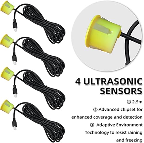 Image of LCD Parking Sensor Kit - Displays Data on Original Screen, Easy Rear Installation, Compatible with CVBS Cameras (Not for AHD), 18 Probe Colors to Match Any Vehicle(Yellow)