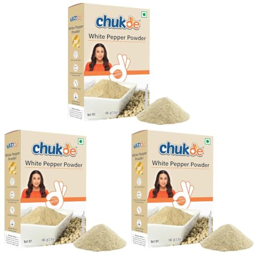 Image of Chukde - Safed Mirch Powder - White Pepper Powder - Aromatic Spice for Cooking - Authentic To Enhance Flavor of Dishes - Perfect for Soups, Sauces, and Seasoning - 100 Gm (Pack of 3)