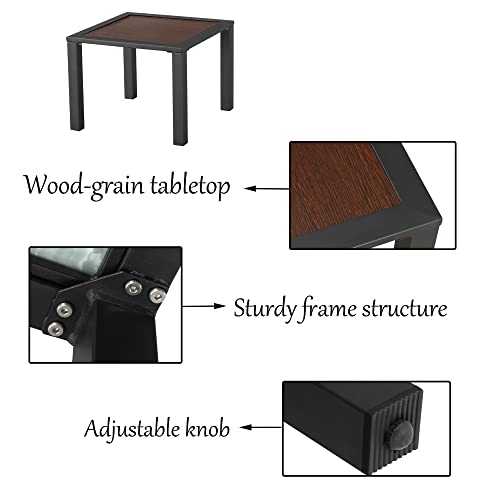 Image of LOKATSE HOME Square Patio Outdoor Side Table with Metal Frame All Weather, Brown
