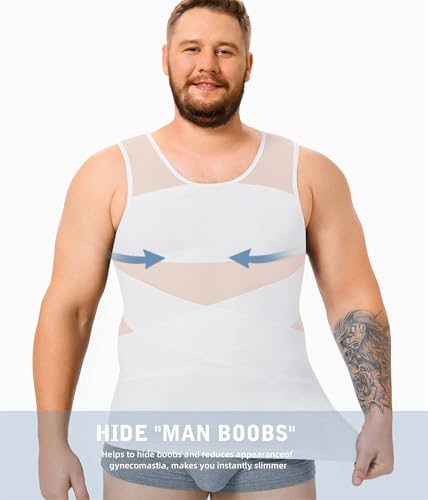 TAILONG Mens Compression Shirt Body Shaper Slimming Shirt Plus Size Gynecomastia Compression Tank Top3