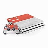 Skinit Decal Gaming Skin Compatible with PS4 Pro Console and Controller Bundle - Originally Designed Singapore Flag Distressed Design