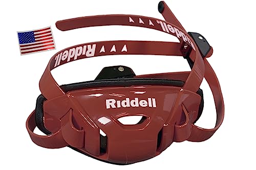 Green Gridiron Riddell SpeedFlex Hard Cup Cam-Loc Chinstrap + Chrome US Flag Helmet Decal (Small, Cardinal)