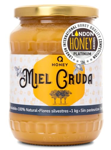 Qhoney, Ganadora de Oro - Paris Raw Honey Awards 2025 - Miel Pura de Abeja 1kg, Cruda, Natural, sin Pasteurizar, sin Azúcar