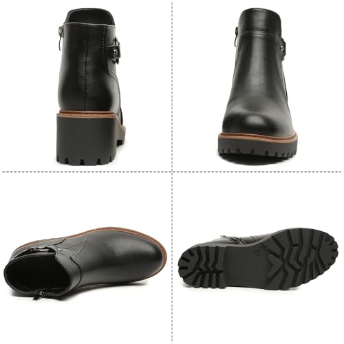 Image of Womens Ankle Boots Chunky Low Heel Short Booties Dress Fall Boots
