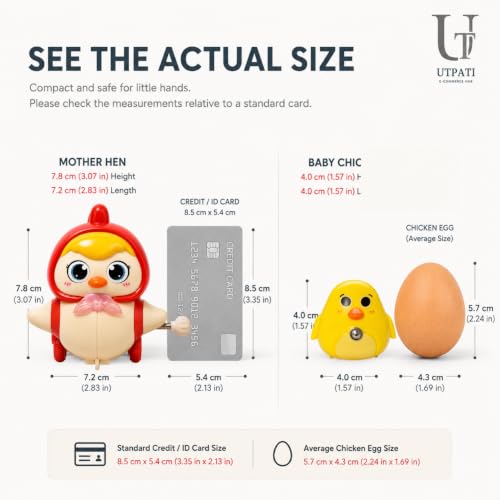 Image of Chicken Toys for Kids, Swinging Chain String Magnetic Hen with Chick Learning to Crawl Spring Toy, Crawling Wind-up Duck, Walking Chicken Cute Windup Toy for Boys Girls Toddler. (Red)