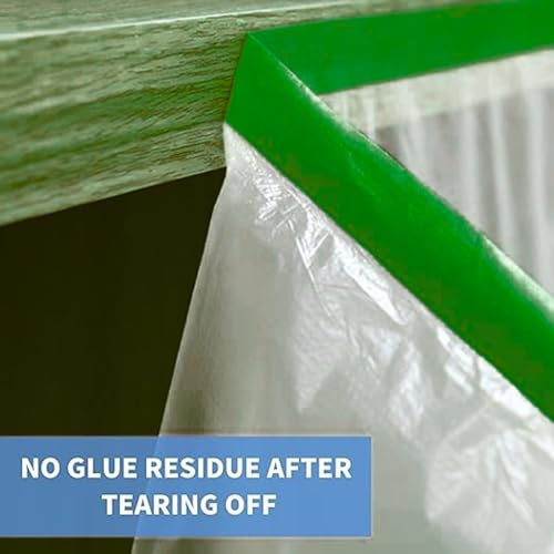 Image of Mario Pre Masker Tape Film 2700mm x 20m (65.6 Ft) - Pre-Taped Masking Film with Self-Adhesive Tape Edge | Quick Unfolding Paint Protection Plastic Sheet for Walls, Cars, Furniture & Floors | 1 Pc