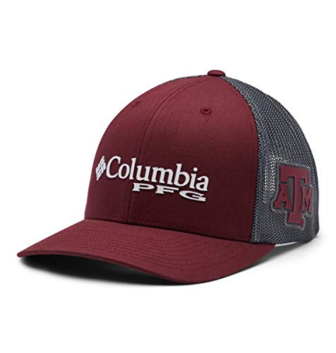 Columbia Unisex Collegiate PFG Mesh Snap Back Ball Cap, Tam - Deep Maroon/Charcoal, One Size