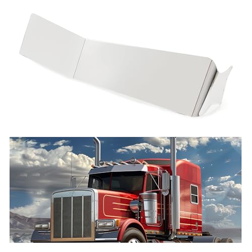 KUAFU Drop Visor Compatible with Peterbilt 377 378 379 335 386 388 389 Flat Top Silvery 304 Stainless Steel