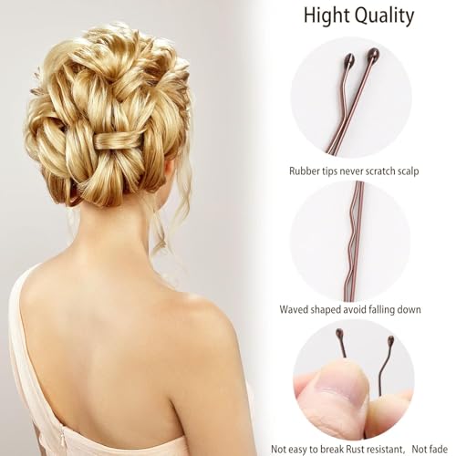 300 Pinzas para cabello 5 cm Marrón para mujeres miniatura 2