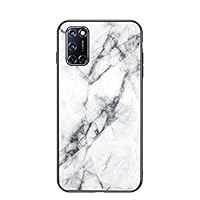 Custodia Sottile Effetto Marmo Bianco Per Oppo A52, Cover In Vetro Temperato Con Bordo TPU - 2