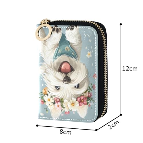 Credit Card Holder West Highland White Terrier Dog Running Small PU Leather Zipper Card Case Wallet for Women4