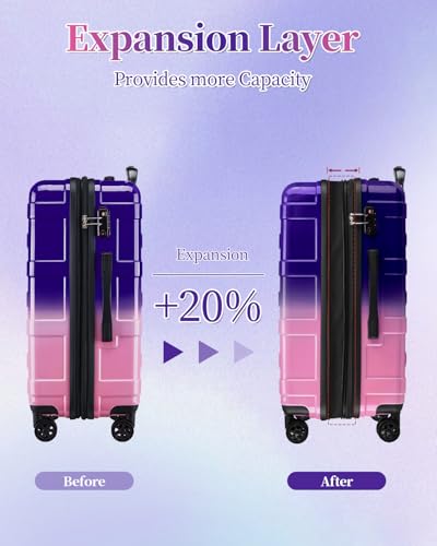 Image of Checked Luggage 24 Inch With Spinner Wheels, Hardside Suitcase with TSA Lock, Expandable Checked Suitcase for Women