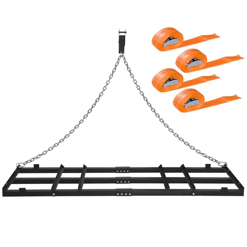 6 FT Drag Harrow Driveway Grader, Heavy Duty Power Rake w/ 5 FT Chain, Tow Behind Lawn Rake for ATV, UTV, Tractor, Mower, Land Leveler for Gravel, Sand, Soil, Hay