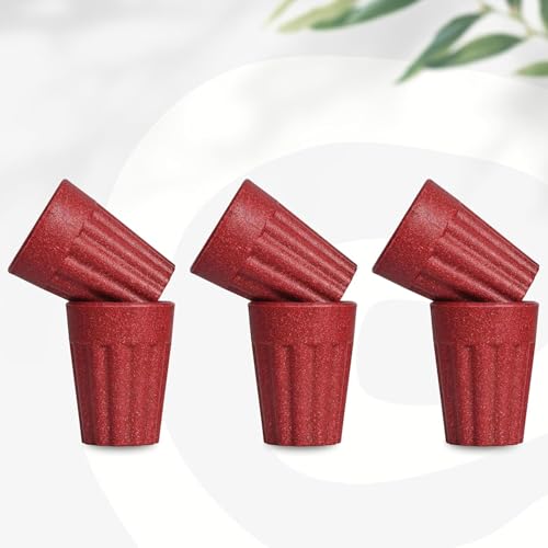 Image of Set of 6 Eco-Friendly Cutting Chai Cups | 100ml Reusable Coffee & Tea Cups | Rice Husk & Bamboo Fiber | Microwave & Dishwasher Safe | Hot & Cold Beverages (Coral Color)