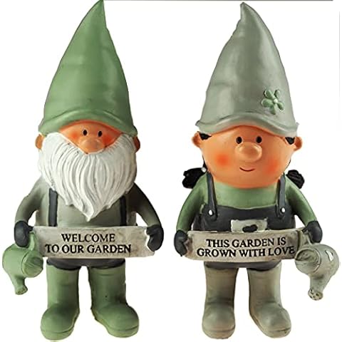SiL Interiors Set Of 2 Mr And Mrs Potting Gnome - Welcome/Garden Grown With Love Cover