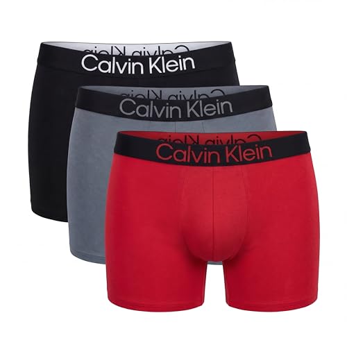 Calvin Klein Microfiber 3-Pack Boxer Briefs (US, Alpha, Medium, Regular, Regular, BLACK/SCOOTER/TURBULENCE)