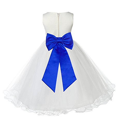 Wedding Pageant Ivory Flower Girl Rattail Edge Tulle Bridal Dress 829T