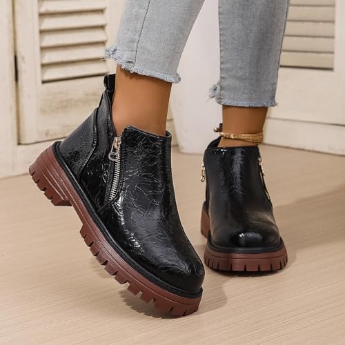 Bottines talon compensé antidérapantes bottes zip chaudes et légères