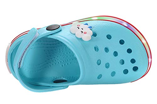 Xpkws Kids' Clogs Boys Girls Led Garden Shoes Light Up Sandals Slip On Quick Dry Beach Slippers (Sky Blue, 5.5 Toddler / 22) #TOP1