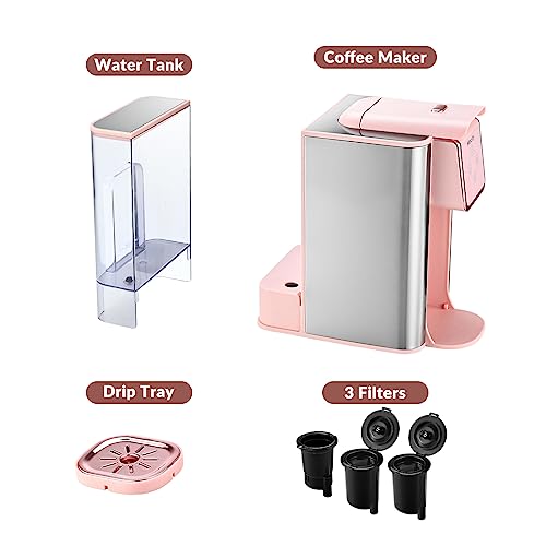 Mecity Pink Coffee Maker 3-in-1 Single Serve Coffee Machine, For Flat Bottom Coffee Capsule, Ground Coffee, 6 to 10 Ounce Cup, Removable 50 Oz Water Reservoir, 120V 1150W - Image 8