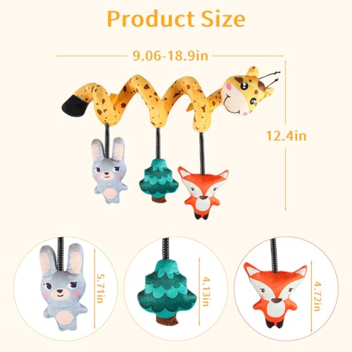 Image of SNOWIE SOFT Giraffe Stroller Soft Plush Toys for 6 Month Old Baby Spiral Colorful Sensory Toy Interactive Cartoon Stuffed Plush Baby Toys for 6 to 12 Months Crib Ornament