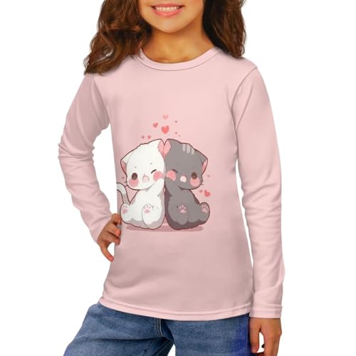 Image of Girls Long Sleeve Shirts Casual Crewneck Soft T-shirts for Girls 3-16 Years Old